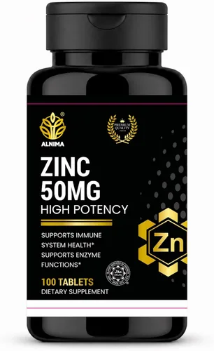 Zinc 50mg – Apoyo inmunológico de alta potencia – Tabletas con certificación Halal – 100 unidades – Sin OGM – Apoya la salud de la piel, el cabello