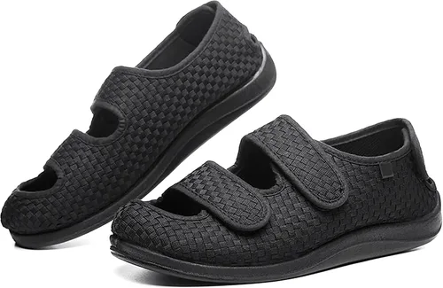 Sandalias para diabéticos de punta abierta para mujeres y hombres, anchas, ajustables, para artritis, edema, para ancianos, zapatos de casa para