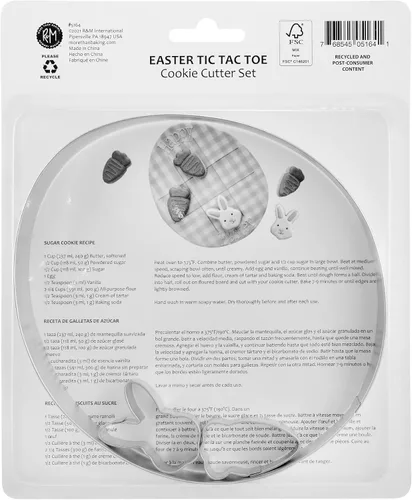 Miniatura 3 de R&M Juego de cortador de galletas de Pascua en forma de Tic Tac Toe, 3 piezas de acero inoxidable, incluye huevo, conejo y zanahoria