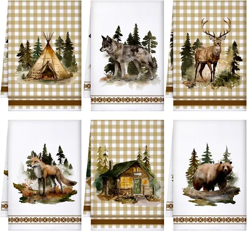 Bencailor Juego de 6 toallas de mano decorativas para cocina estilo granja, toallas vintage para cocina y baño de cabaña (color clásico, estilo