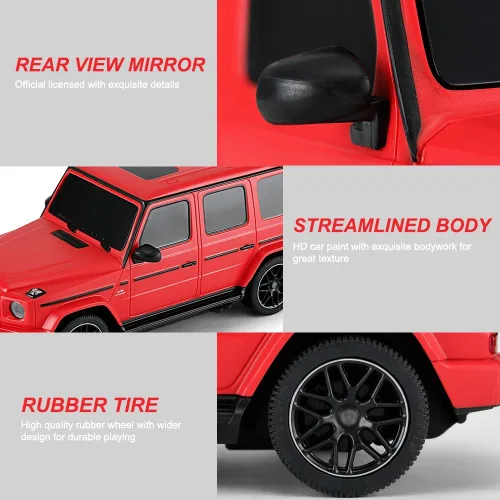 Miniatura 5 de Coche de control remoto a escala 1:24 para Mercedes G63, modelo de autos RC de 2.4 GHz, vehículo eléctrico de carreras deportivas, regalo para Rojo