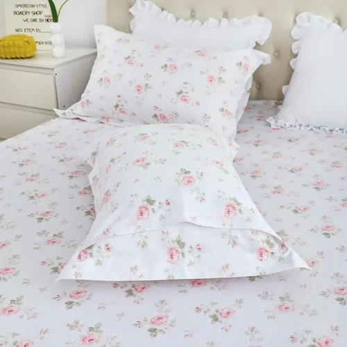 Miniatura 3 de QSH Juego de 2 fundas para almohada de algodón tamaño Queen, diseño floral vintage chic con estampado de rosas, fundas para almohada con cierre