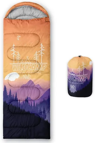 Miniatura 20 de Saco de dormir para adultos y niños, furgoneta de campamento de montaña verde, ligero, cálido, portátil, para interiores y exteriores, impermeable