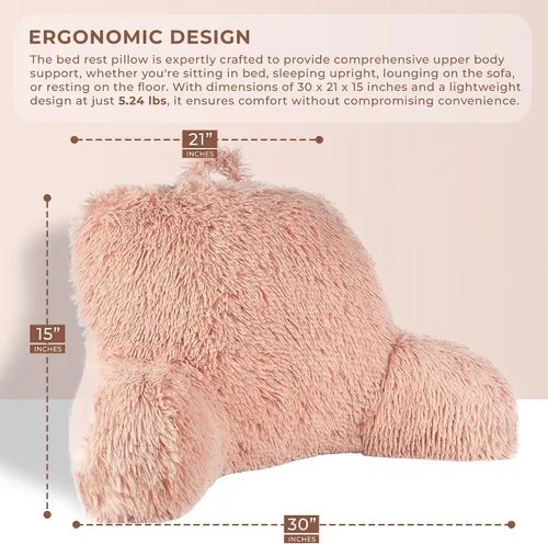 Miniatura 5 de Klear Vu Almohada de lectura lanuda para adultos y niños, soporte lumbar y de brazo en cama, silla, sofá y suelo, 30 x 21 pulgadas, tamaño único