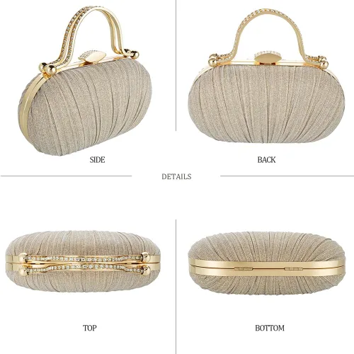 Miniatura 4 de YYW Bolso de noche para mujer, embrague de boda con cadena y bolsos de noche
