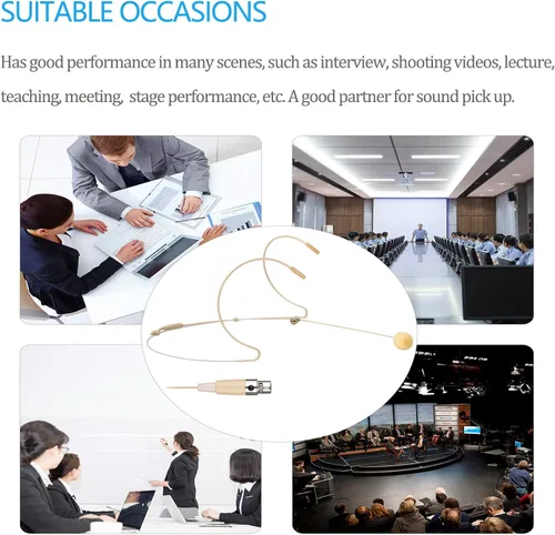 Miniatura 6 de Auriculares con micrófono discretos para colgar sobre la oreja, compatible con transmisor Shure Wireless System, ideal para conferencias