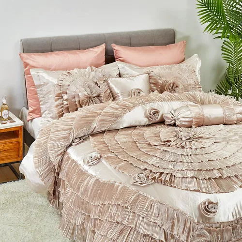 Miniatura 10 de Tache Home Fashion Cinnnamon - Juego de edredón victoriano con volantes florales ((6 piezas), King, canela Chai (VEMA1612-K)