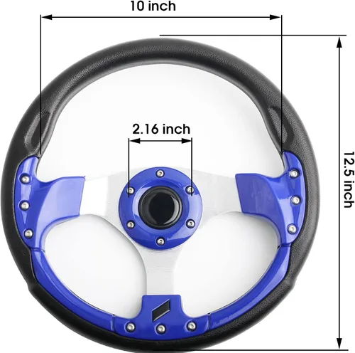 Miniatura 6 de Volante clásico azul para carrito de golf para Club Car DS y Precedent, EZGO, Yamaha, Universal, para autos de carreras/carritos de golf