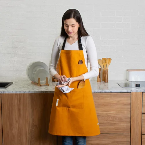 Miniatura 6 de Cotton Canvas Apron for Women & Men – Adjustable Neck Strap & Waist Ties with Pockets