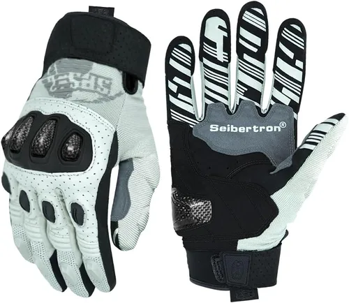 Miniatura 17 de Seibertron SPS Series - Guantes para motocicleta con pantalla táctil, para motocross, BMX, ATV, MTB, ciclismo, completo o medio dedo, para adultos