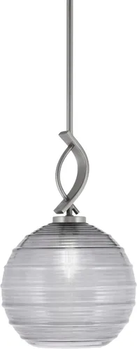 Miniatura 124 de Toltec Lighting Cavella Stem Colgado Mini colgante, acabado grafito, vidrio de muselina blanca de 4 pulgadas