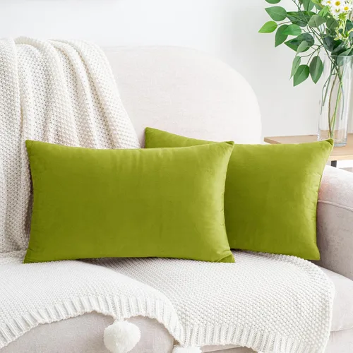 Miniatura 26 de HWY 50 Juego de 2 fundas de almohada de terciopelo verde azulado de 16 x 16 pulgadas, suaves, acogedoras, lisas, decorativas, de lujo, para sofá