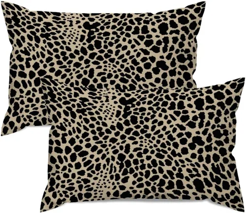Miniatura 7 de Fundas de almohada con estampado de leopardo y guepardo negro y marrón, 12 x 18 pulgadas, fundas de cojín de granja para sofá, sala de estar