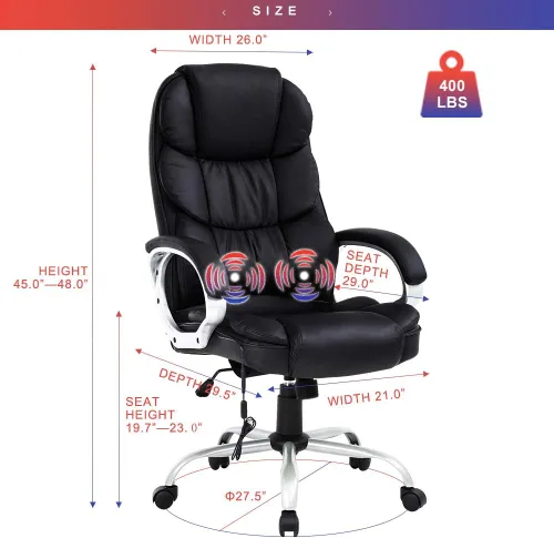 Miniatura 7 de Silla de oficina ejecutiva, silla de computadora de cuero grande y alta, silla ergonómica de escritorio de masaje, silla de trabajo giratoria