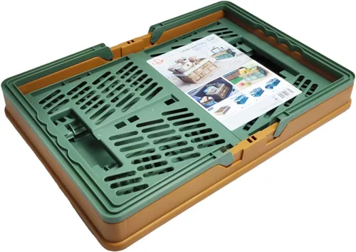 Miniatura 5 de Cesta de plástico plegable duradera con 2 asas, cestas de compras reutilizables para comestibles; pequeñas cajas de almacenamiento plegables