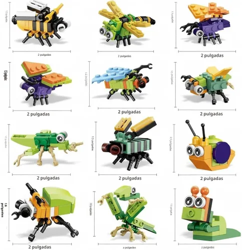 Miniatura 5 de BRICHBROW Recuerdos de fiesta para niños, paquete de 12 bloques de construcción de animales para bolsas de regalos, rellenos de calcetines, premios