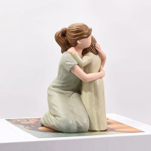 Miniatura 5 de Hensonever Figura de Madre e Hija Esculpida y Pintada a Mano, Figura Esculpida y Pintada a Mano "Amo a Mi Hija" Regalo para el Día de la Madre