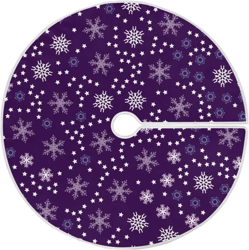 Miniatura 9 de Falda de Árbol de Navidad Azul y Morada con Copo de Nieve, Alfombra de Árbol de Temporada para Fiestas y Vacaciones, Suministros para Decoración
