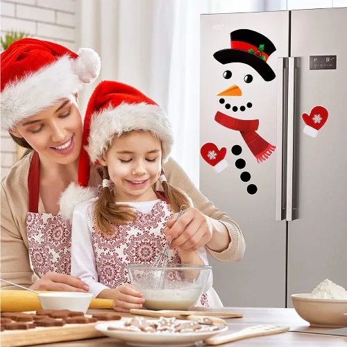 Miniatura 8 de D-FantiX Juego de 16 imanes de Navidad para refrigerador, diseño de muñeco de nieve, bonitos y divertidos imanes para refrigerador, decoraciones