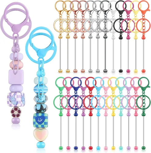 Miniatura 16 de Tondiamo 24 piezas de barras de llavero con cuentas a granel para kit de fabricación de llaveros, regalos para mujeres y hombres, manualidades DIY