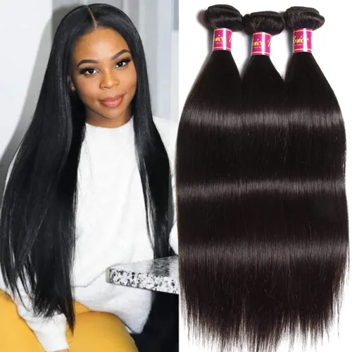Miniatura 19 de Cabello 7 a malayo liso, 4 paquetes sin procesar, vírgenes, extensiones de pelo, cabello humano con longitudes mixtas, 100% cabello humano