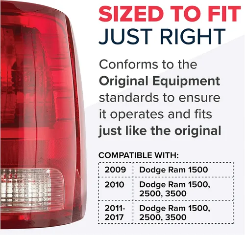 Miniatura 2 de Dependable Direct Lente de luz trasera derecha del lado del pasajero y carcasa para Dodge Ram 1500 2009-2017 y RAM 2500, 3500 - CH2819124 2010-2017