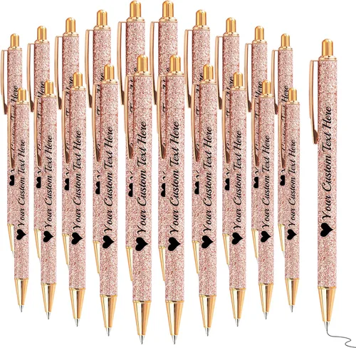 Miniatura 45 de Bolígrafos con purpurina personalizados con nombre, bolígrafos bonitos y bonitos personalizados, bolígrafos retráctiles de tinta negra, suministros