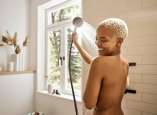 Miniatura 3 de hansgrohe Pulsify S - Juego de Cabezal de Ducha de Mano Moderno 3-Spray PowderRain, IntenseRain, Masaje Pulsante con QuickClean con Manguera en Mate