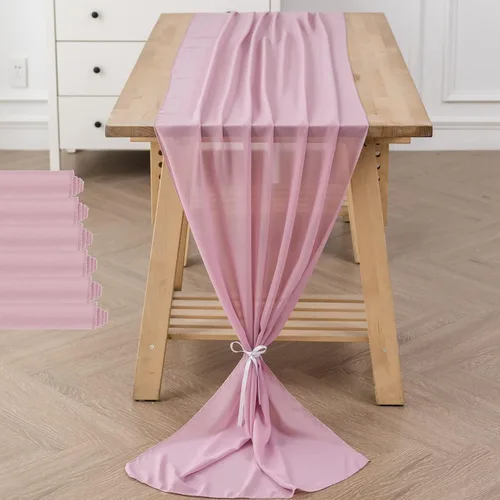 Miniatura 30 de Paquete de 2 caminos de mesa de gasa de 10 pies de 29 x 120 pulgadas, camino de mesa romántico transparente para boda, fiesta de cumpleaños