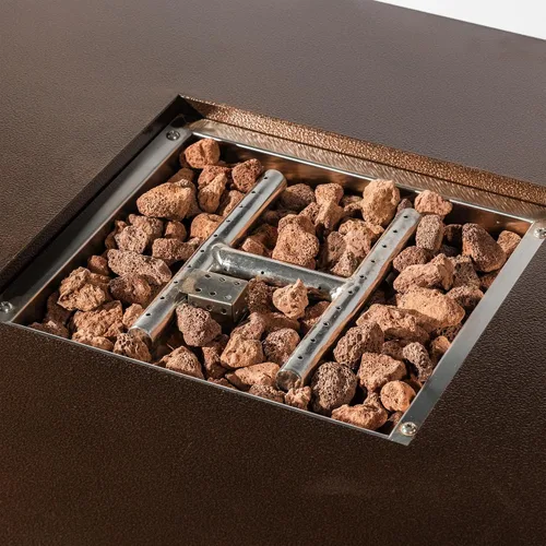 Miniatura 2 de Mesa para fogata de propano de 28 pulgadas, mesa de fuego de 50,000 BTU con tapa de acero, patas grandes, rocas de lava, pozo de fuego seguro