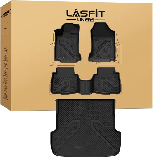 Miniatura 8 de LASFIT Tapete de carga y respaldo para Nissan Armada/Infiniti QX80 2019-2024, TPE para todo tipo de clima, ajuste personalizado, fácil de limpiar
