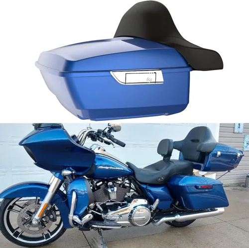 Miniatura 12 de Moto Onfire cajuela para equipaje Tour-Pak para moto con respaldo para Harley Davidson 14 Later Touring Street Glide FLH FLHX FLHR., Azul