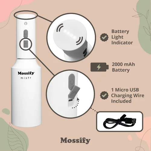 Miniatura 5 de Mossify Mistr Electric Plant Mister - Pulverizador a batería, botella de pulverización automática para plantas de interior, rociador ajustable