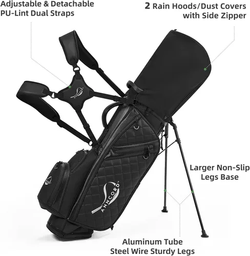 Miniatura 3 de ANNCORD Golf Stand Bag with 14 Way Full Length Dividers, PU Leather Golf Bag for Men, Waterproof Golf Bags with Stand, 6 Pockets & Cooler Pouch