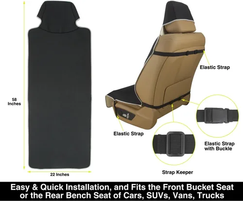 Miniatura 4 de VSHIELD Funda impermeable para asiento de coche de neopreno, protector de asiento antideslizante y a prueba de sudor, ajuste universal para asiento