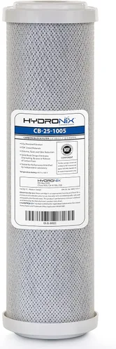 Hydronix CB‑25‑1005 Filtro de agua de bloque de carbono de coco para toda la casa – Cartucho de repuesto de 5 micras para sistemas de RO y agua