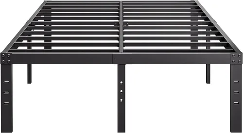 Miniatura 18 de Base de cama alta de 18 pulgadas, tamaño individual, marcos de cama de metal resistentes en negro, no necesita somier, fácil montaje, almacenamiento