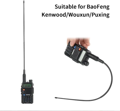 Miniatura 5 de Walkie Talkie Antena mejorada 14.96 pulgadas Whip Dual Band VHF/UHF SMA-Hembra Antenas para BTECH Baofeng UV-5R UV-82 Retevis Radio bidireccional