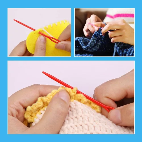 Miniatura 4 de LUNARM 60 piezas de agujas de coser de plástico, agujas de hilo de ojo grande, agujas de plástico de 2.76/3.54/5.91 pulgadas para hilo