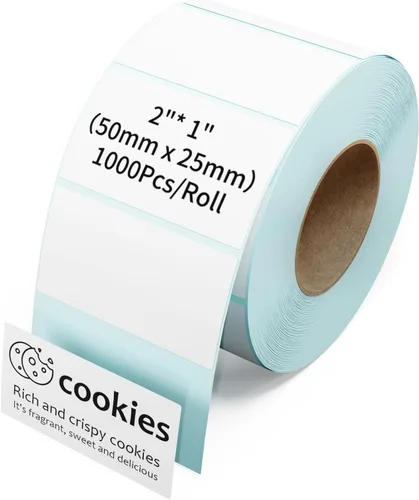 Etiquetas térmicas de 2 x 1, etiqueta térmica directa, rollo de 1000 etiquetas térmicas, impermeables, a prueba de aceite, para etiquetado en casa,