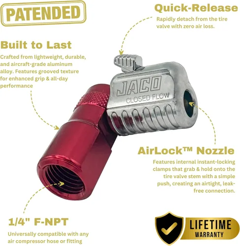 Miniatura 2 de JACO Lightning L2-Series Acoplador neumático para llantas, 1/4 de pulgada F-NPT (flujo cerrado)