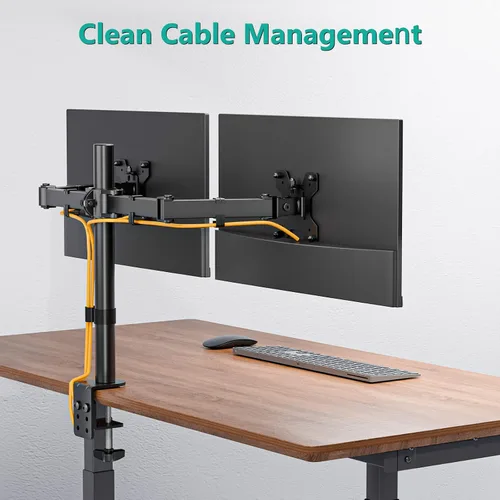 Miniatura 5 de Soporte de monitor dual para pantallas de 13 a 27 pulgadas, brazos de monitor dobles para 2 monitores de hasta 22 libras, soporte de escritorio