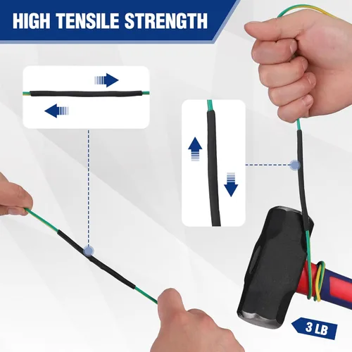 Miniatura 3 de WORKPRO Tubo termorretráctil de 100 pies y 1/4 de pulgada, relación 3:1, tubo de envoltura retráctil de alambre térmico de doble pared
