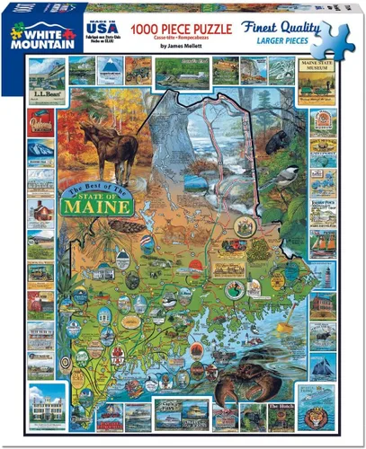 Miniatura 3 de White Mountain Rompecabezas de 1000 piezas con mapas estatales, piezas grandes, regalo para adultos y familia, 24 x 30 pulgadas, Best Of Maine