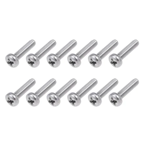 METALLIXITY Tornillos de máquina (M2.0.197 x 0.472 in), 60 unidades, pernos Phillips cruzados de acero inoxidable 304, para instalación de muebles,