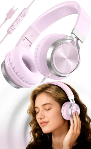 Miniatura 9 de INFURTURE - Auriculares USB C con micrófono, control de volumen, cable sin enredos, auriculares tipo C con cable, plegables y ligeros para iPhone
