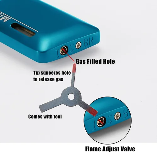 Miniatura 3 de Paquete de 2 mini encendedores de butano, soplete doble con ventana visible, encendedor de bolsillo recargable y ajustable, gran regalo para hombres