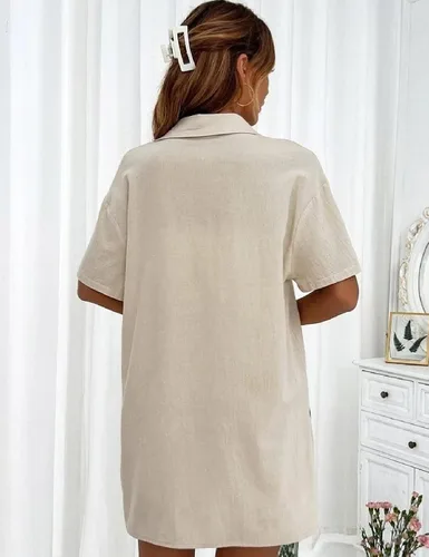 Miniatura 4 de BQDCQB Women 2 Piece Outfits Summer Casual Cotton Button Down Short Sleeve Shirt and Drawstring Short with Pocket