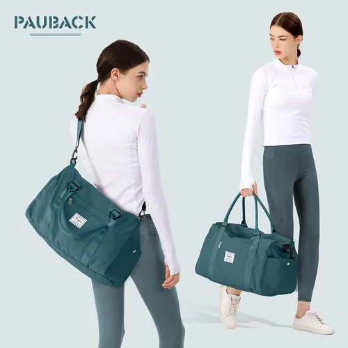 Miniatura 2 de Bolsa de gimnasio para mujeres y hombres bolsa de viaje deportiva con compartimento para zapatos y bolsillo húmedo A-pavo real-azul
