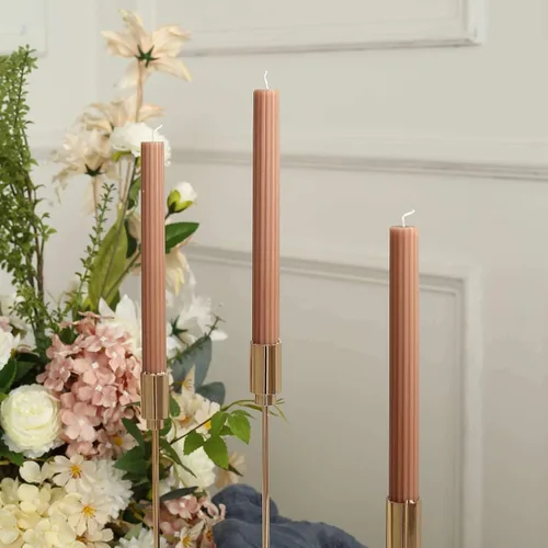 Miniatura 51 de Efavormart 12 Pack 11" Velas cónicas de cera de parafina de rosa mate de color oro rosa de alta calidad, velas de cena largas sin aroma, con mecha